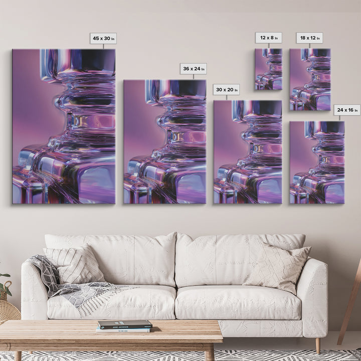 Smooth Titanium Shapes Framed Canvas Print, Futuristic Art, Gallery Decor, Living Room Decor, Fine Art, Future, Wall Decor, FUT-2x3-55