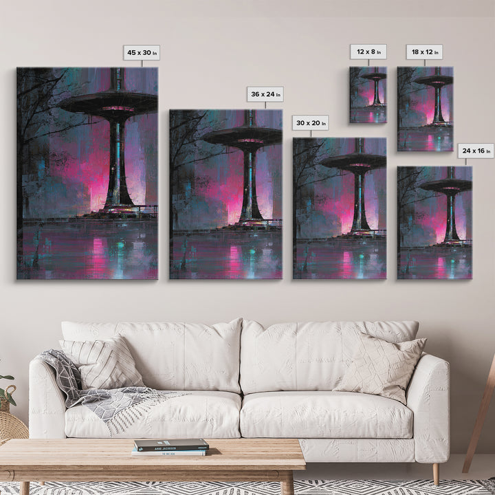 Bioluminescent Garden in a Future Habitat Canvas Print, Futuristic Art, Eclectic Home Decor, Living Room Decor, Future, FUT-2x3-60