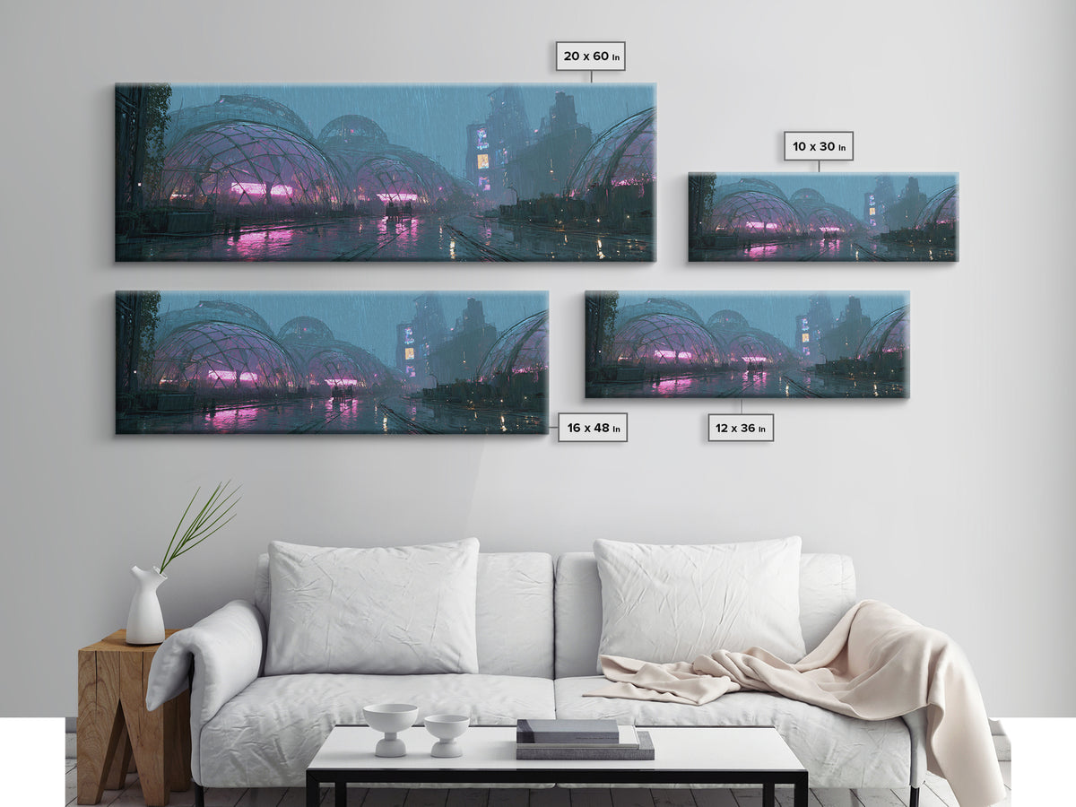 Futuristic Botanical Greenhouse Canvas Print, Futuristic Art, Steampunk Decor, Living Room Decor, Future, Fine Art Print, FUT-3x1-34