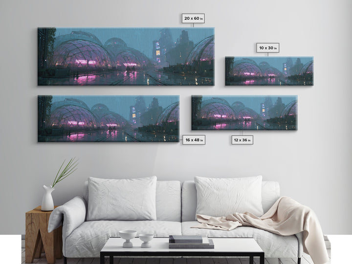 Futuristic Botanical Greenhouse Canvas Print, Futuristic Art, Steampunk Decor, Living Room Decor, Future, Fine Art Print, FUT-3x1-34