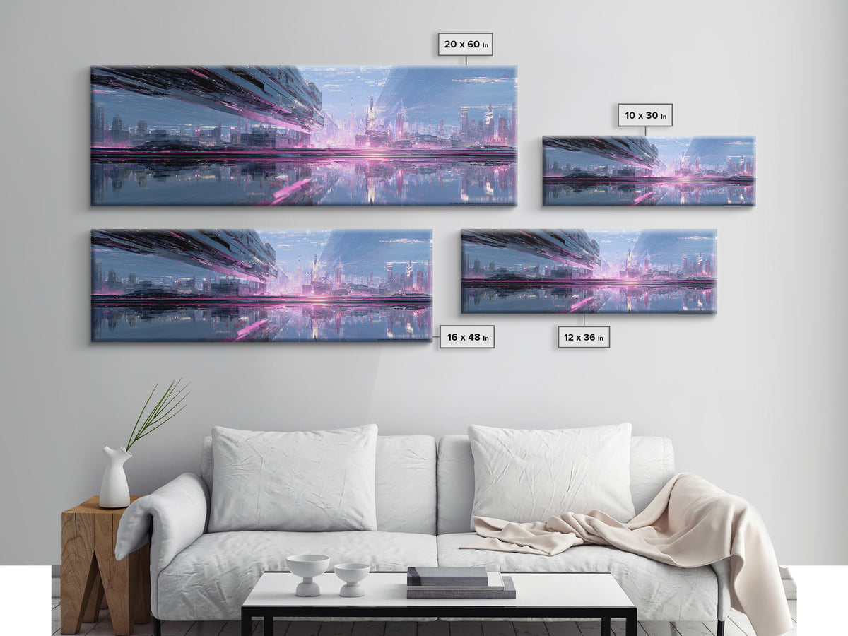 Smooth Titanium Shapes Canvas Print, Futuristic Art, Home Decor, Living Room Decor, Fine Art, Future, Unique Wall Art, FUT-3x1-39