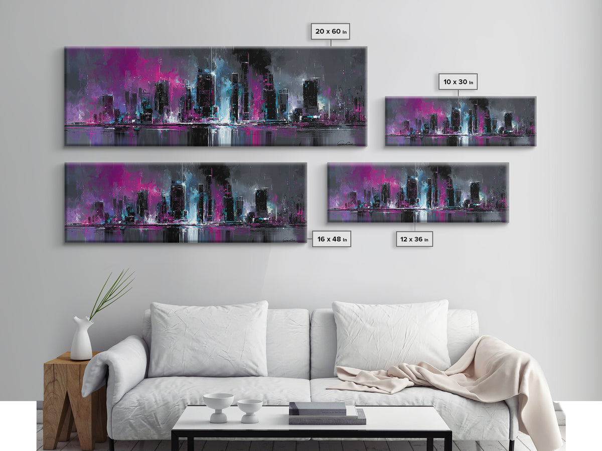 Sleek Chrome City Skyline Canvas Print, Futuristic Art, Wall Decor, Living Room Decor, Abstract Art, Future, Modern Wall Art, FUT-3x1-41