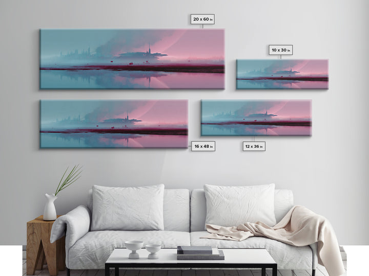 Minimal Spacecraft over a Clean Planet Horizon Canvas Print, Futuristic Art, Canvas Painting, Living Room Decor, Oil Painting, FUT-3x1-71