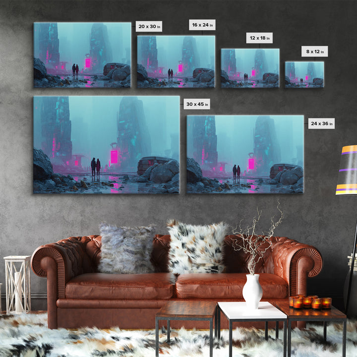 Smooth Titanium Shapes Canvas Print, Futuristic Art, Mid Century Modern, Living Room Decor, Abstract Art, Future, FUT-3x2-3