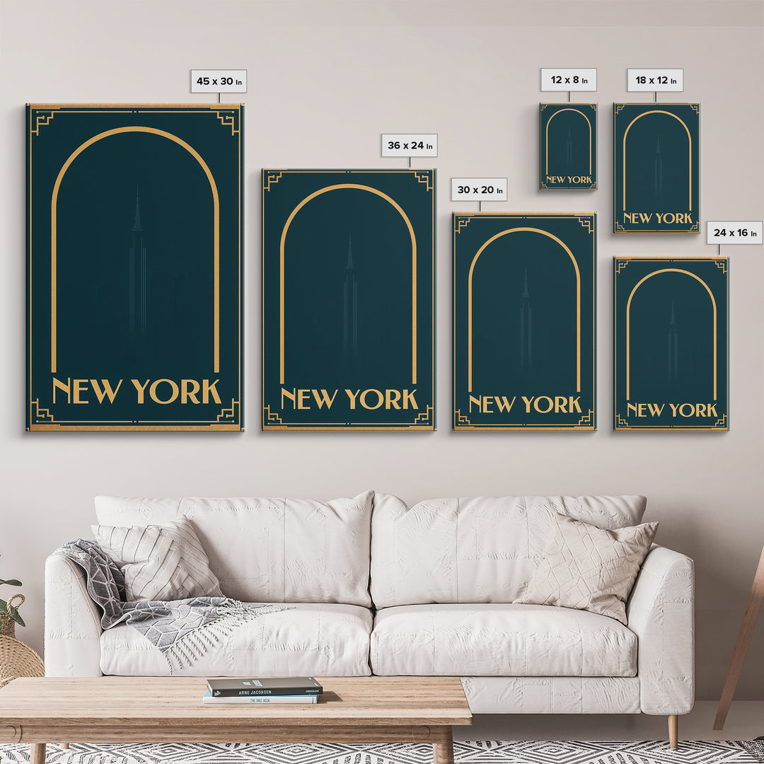 New York Travel Poster, Canvas Print, Luxury Art Deco Poster, New York Poster Print, Vintage City Poster, City Illustration, Art Print