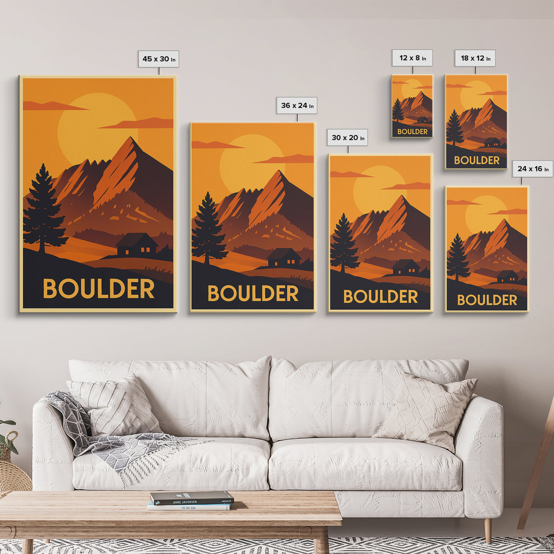 Boulder Travel Poster, Canvas Print, Golden Travel Poster Art, Boulder Wall Art, Travel Poster Set, Travel Poster Art, Gift For Travelers
