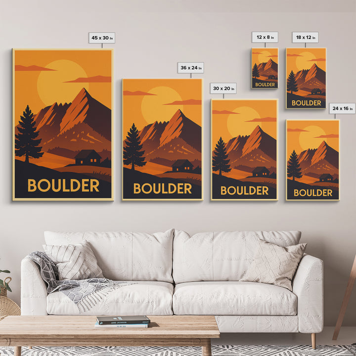 Boulder Travel Poster, Canvas Print, Golden Travel Poster Art, Boulder Wall Art, Travel Poster Set, Travel Poster Art, Gift For Travelers
