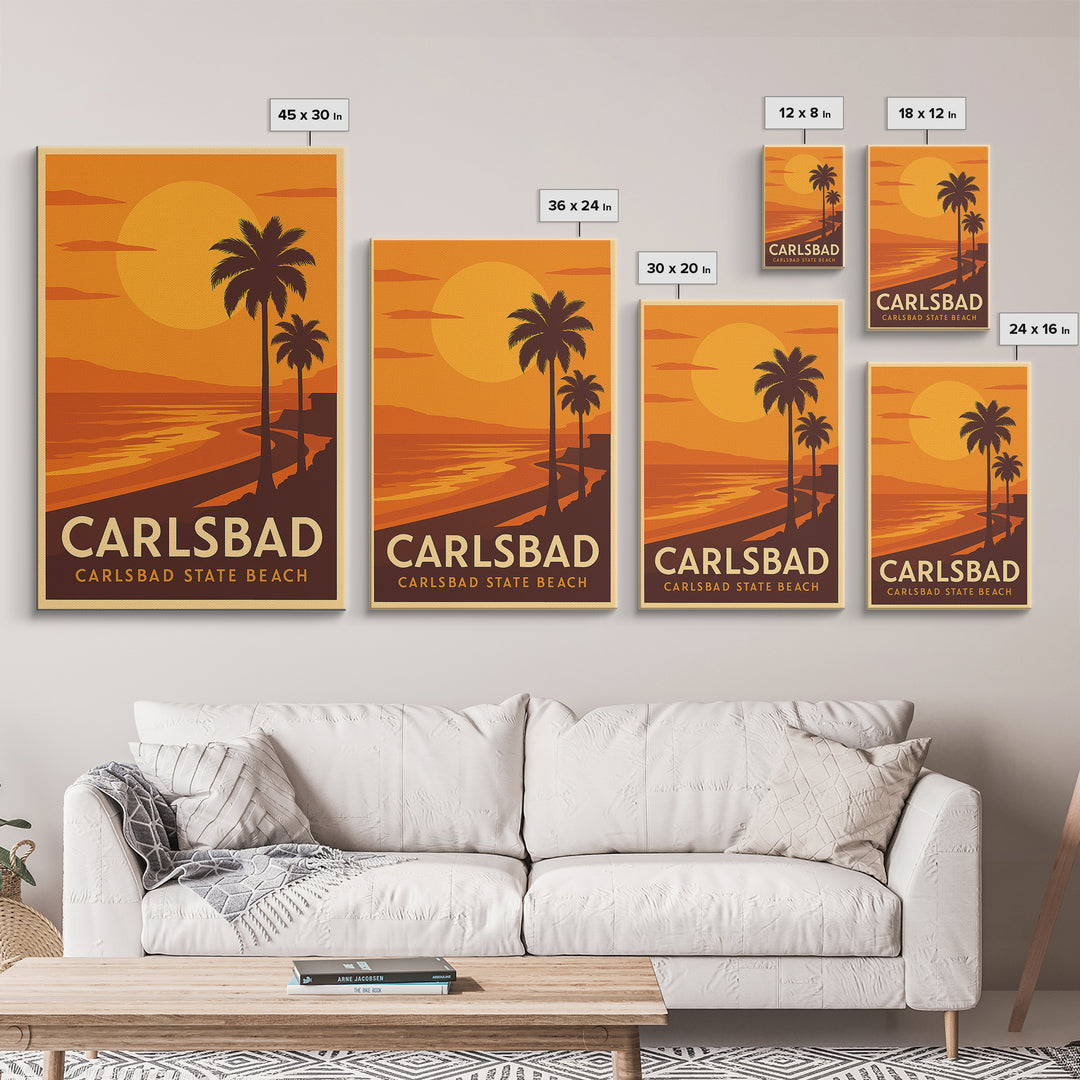 Carlsbad Travel Poster, Canvas Print, Golden Travel Poster Art, Carlsbad Art Print, Travel Art Print, City Travel Prints, Vintage Travel Art