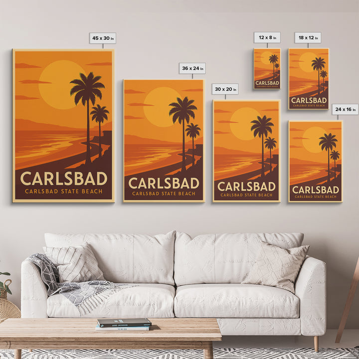 Carlsbad Travel Poster, Canvas Print, Golden Travel Poster Art, Carlsbad Art Print, Travel Art Print, City Travel Prints, Vintage Travel Art