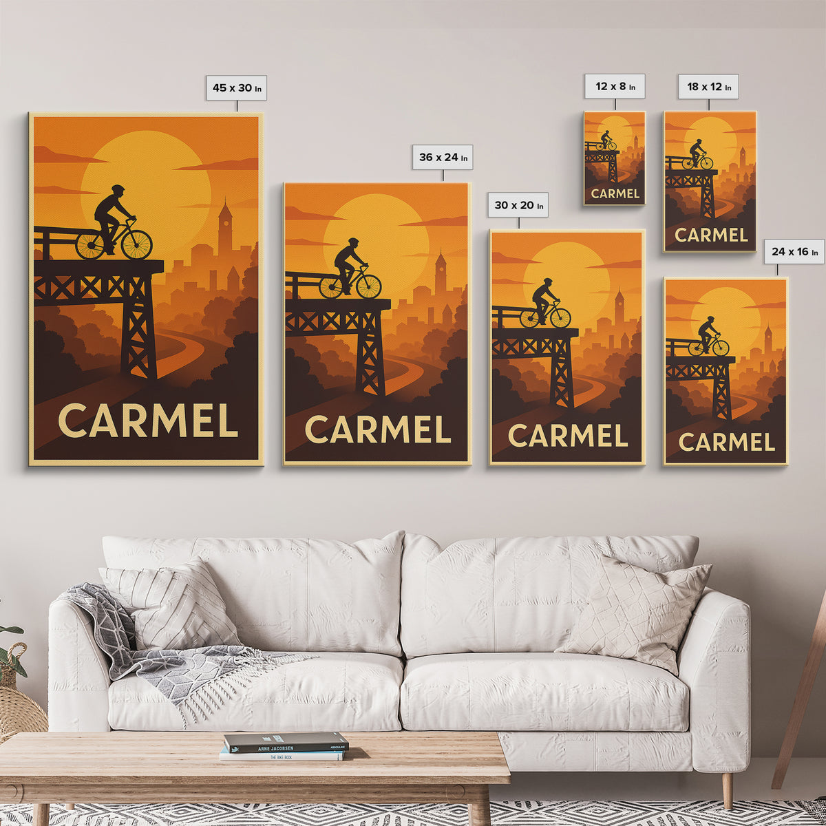 Carmel Travel Poster, Canvas Print, Golden Travel Poster Art, Carmel Poster Print, Travel Art Print, Mid Century Wall Art, Wanderlust Decor