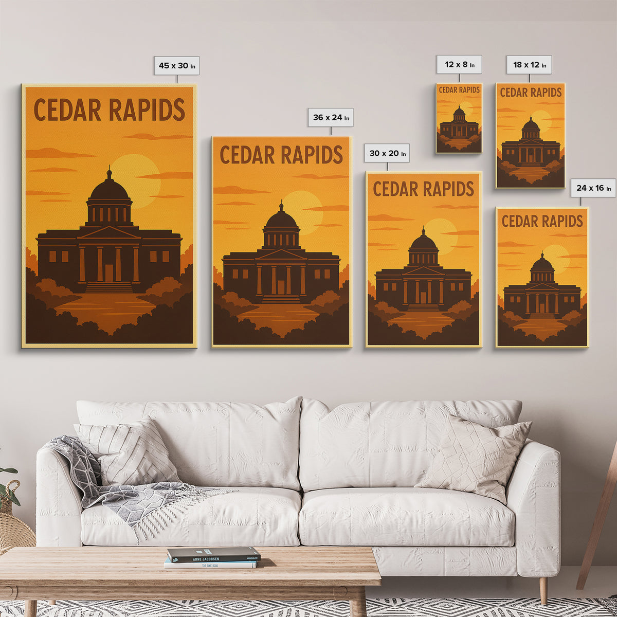Cedar Rapids Iowa Travel Poster, Canvas Print, Golden Travel Poster Art, Cedar Rapids City Art, Vintage Travel Print, Travel Poster Art