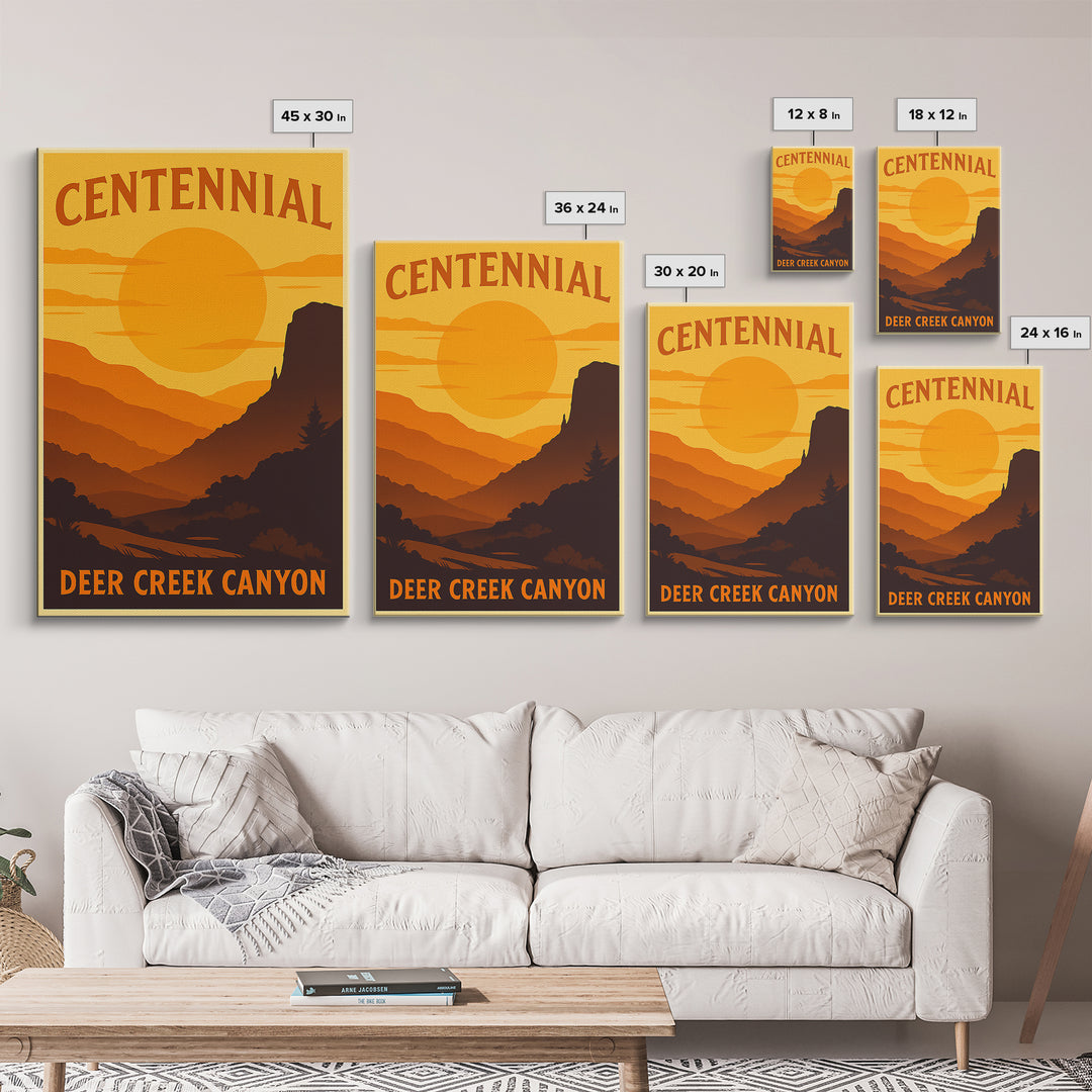Centennial Colorado Travel Poster, Canvas Print, Golden Travel Poster Art, Centennial City Art, Mid Century Wall Art, Modern Wall Decor