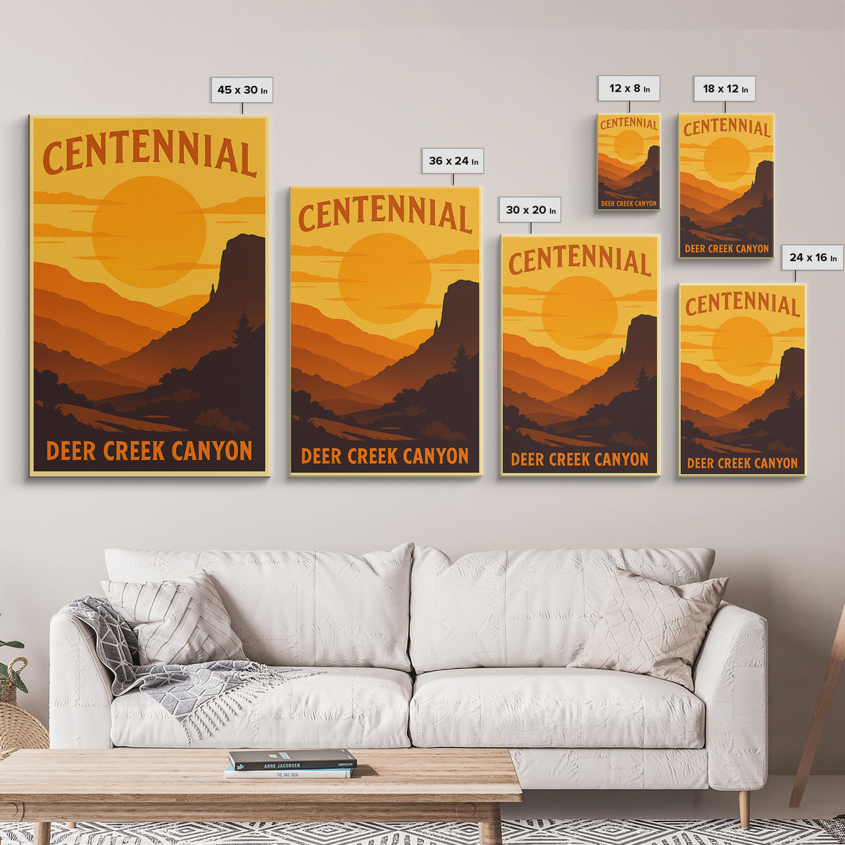 Centennial Colorado Travel Poster, Canvas Print, Golden Travel Poster Art, Centennial City Art, Mid Century Wall Art, Modern Wall Decor