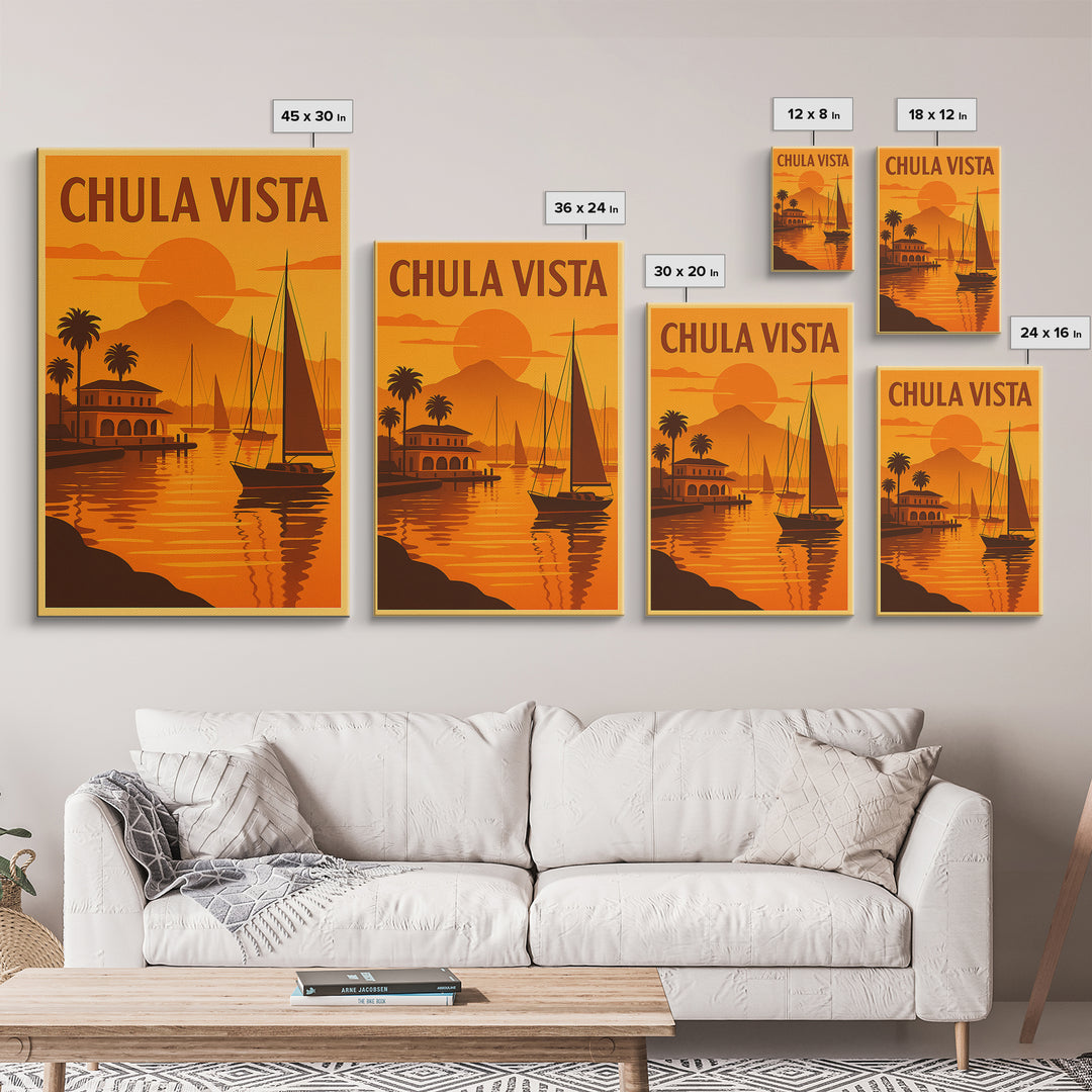 Chula Vista California Travel Poster, Canvas Print, Vintage Deco Wall Art, Chula Vista Art Print, Travel Poster Set, Travel Poster Art