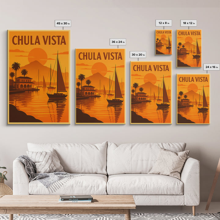 Chula Vista California Travel Poster, Canvas Print, Vintage Deco Wall Art, Chula Vista Art Print, Travel Poster Set, Travel Poster Art