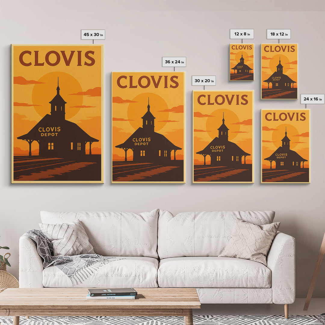 Clovis California Travel Poster, Canvas Print, Golden Travel Poster Art, Clovis Wall Art, Wall Decor, City Art Print, Wanderlust Decor