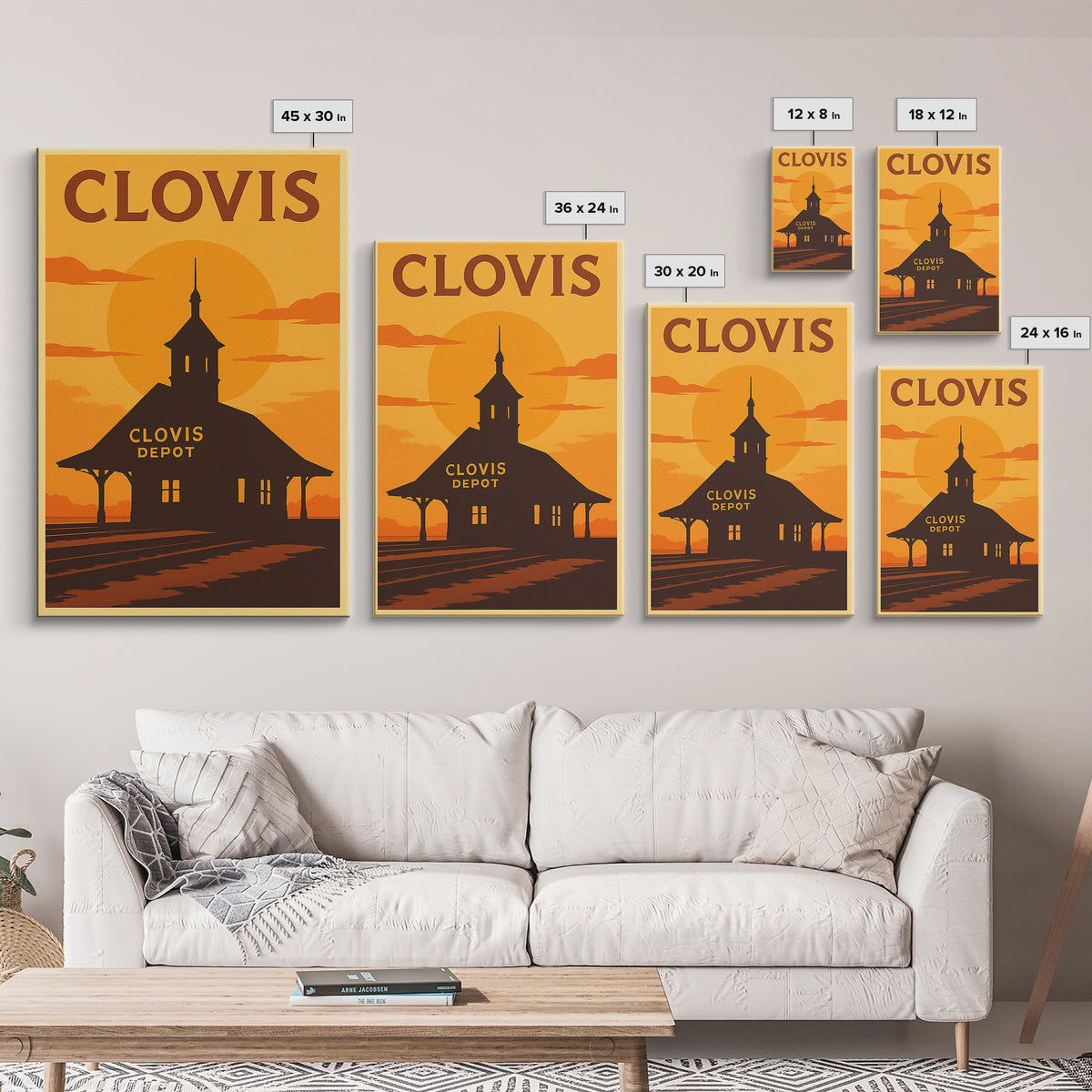 Clovis California Travel Poster, Canvas Print, Golden Travel Poster Art, Clovis Wall Art, Wall Decor, City Art Print, Wanderlust Decor