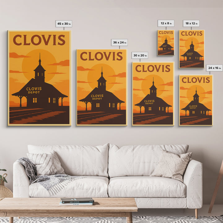 Clovis California Travel Poster, Canvas Print, Golden Travel Poster Art, Clovis Wall Art, Wall Decor, City Art Print, Wanderlust Decor