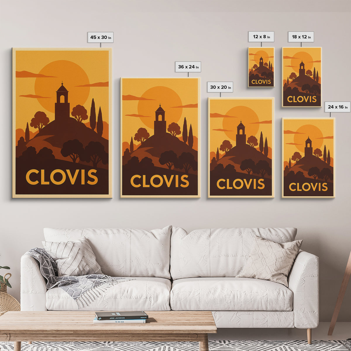 Clovis Travel Poster, Canvas Print, Gold Art Deco Poster Art, Clovis Poster Print, Living Room Wall Art, Travel Wall Decor, Poster Print