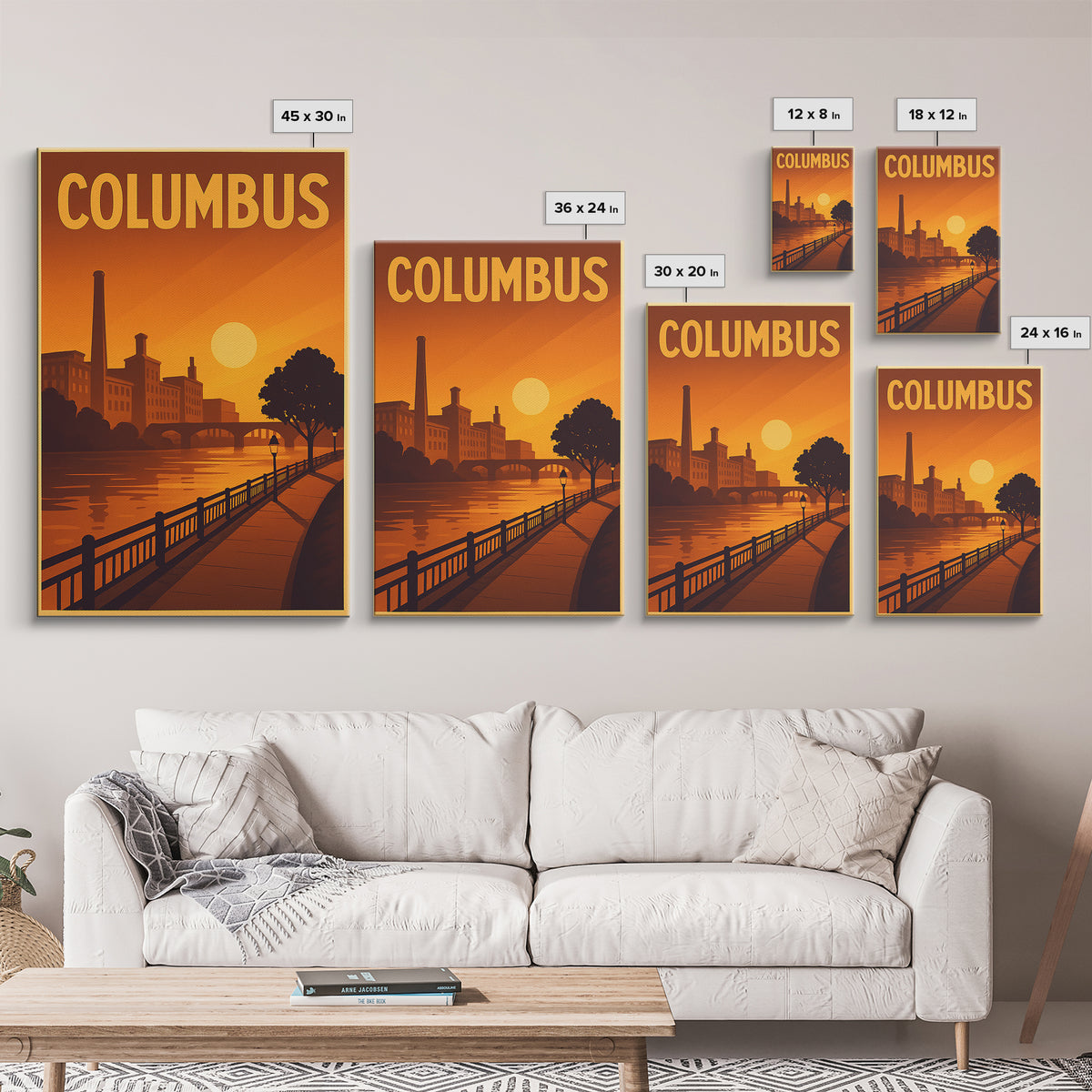 Columbus Ohio Travel Poster, Canvas Print, Vintage Deco Wall Art, Columbus Art Print, Travel Art Print, Gift For Travelers, Travel Print