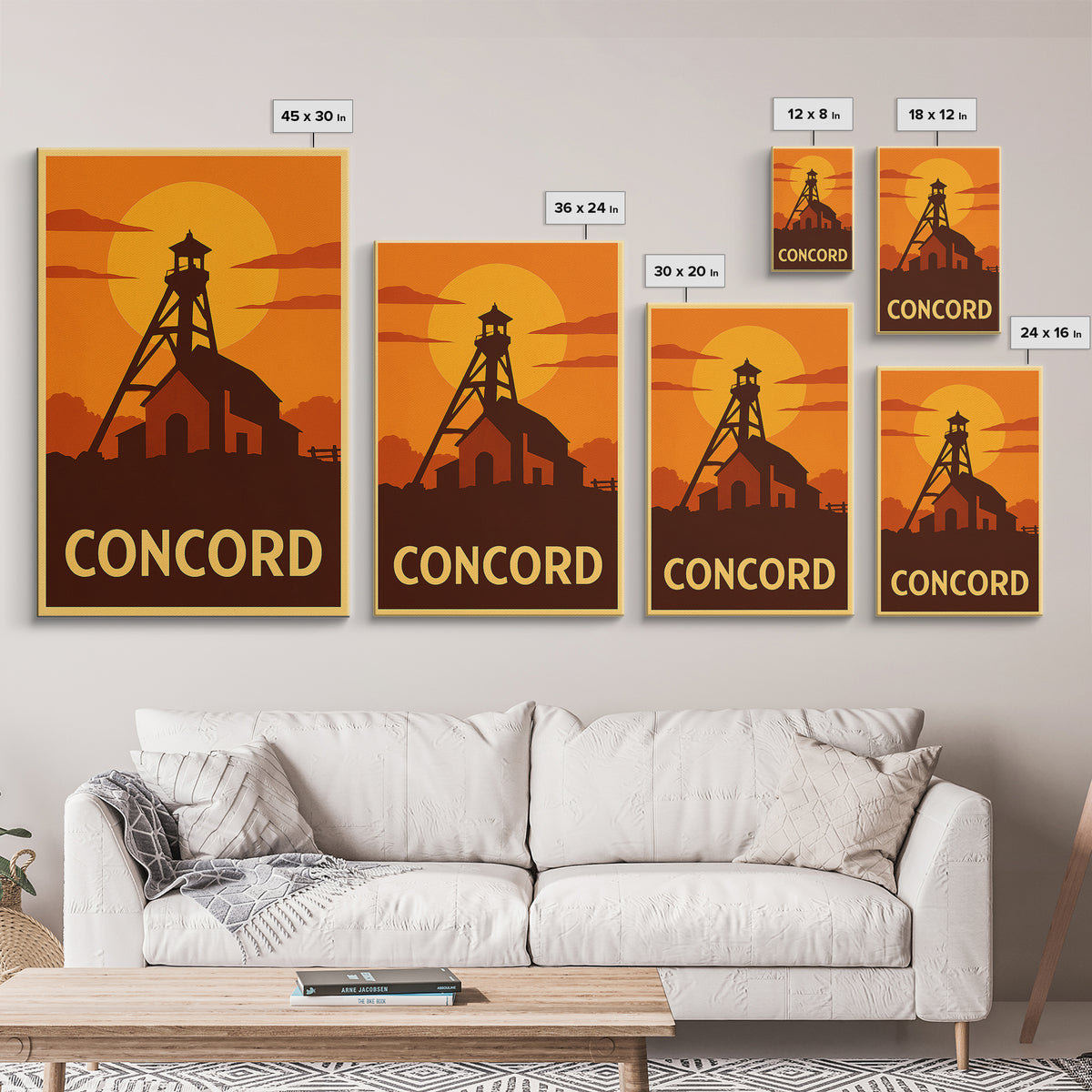 Concord Travel Poster, Canvas Print, Golden Travel Poster Art, Concord Art Print, Travel Wall Art, Travel Poster Art, Travel Art Print
