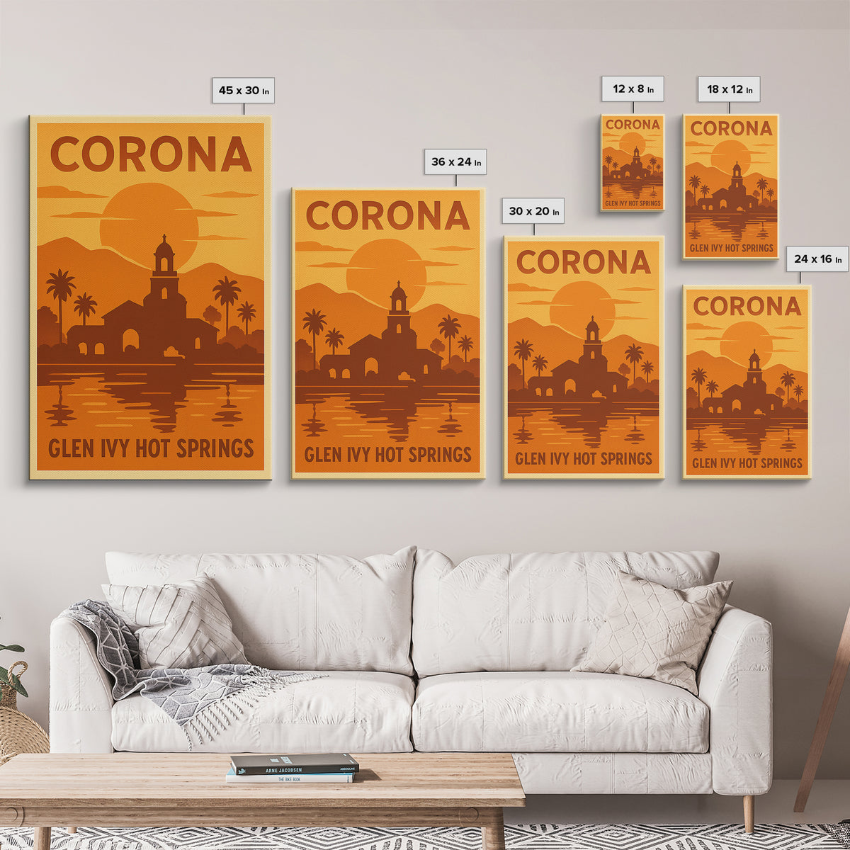 Corona California Travel Poster, Canvas Print, Gold Art Deco Poster Art, Corona City Art, Travel Art Print, Retro Travel Print, Wall Decor