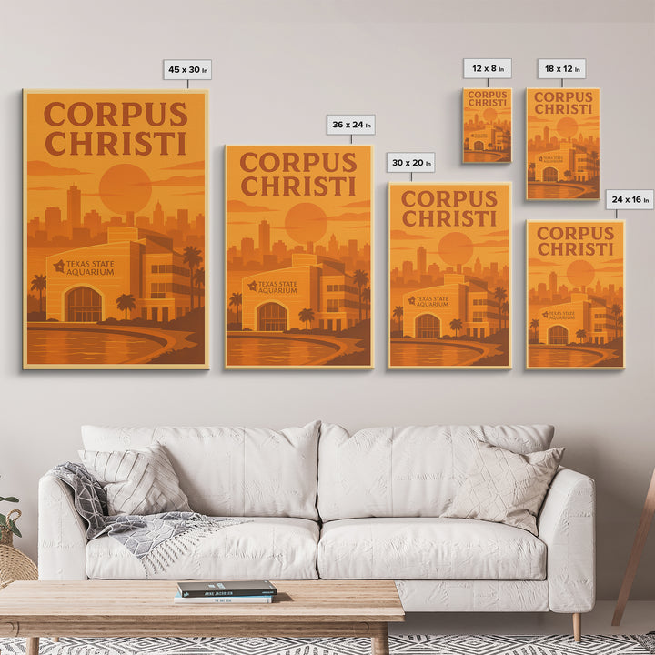 Corpus Christi Texas Travel Poster, Canvas Print, Gold Art Deco Poster Art, Corpus Christi Poster Print, Travel Poster Art, Travel Gift