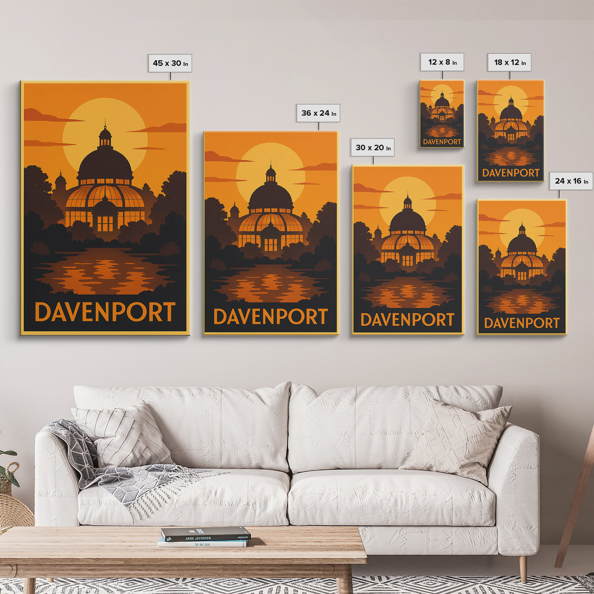 Davenport Iowa Travel Poster, Canvas Print, Golden Travel Poster Art, Davenport Poster Print, Travel Poster Art, Modern Wall Decor, Wall Art