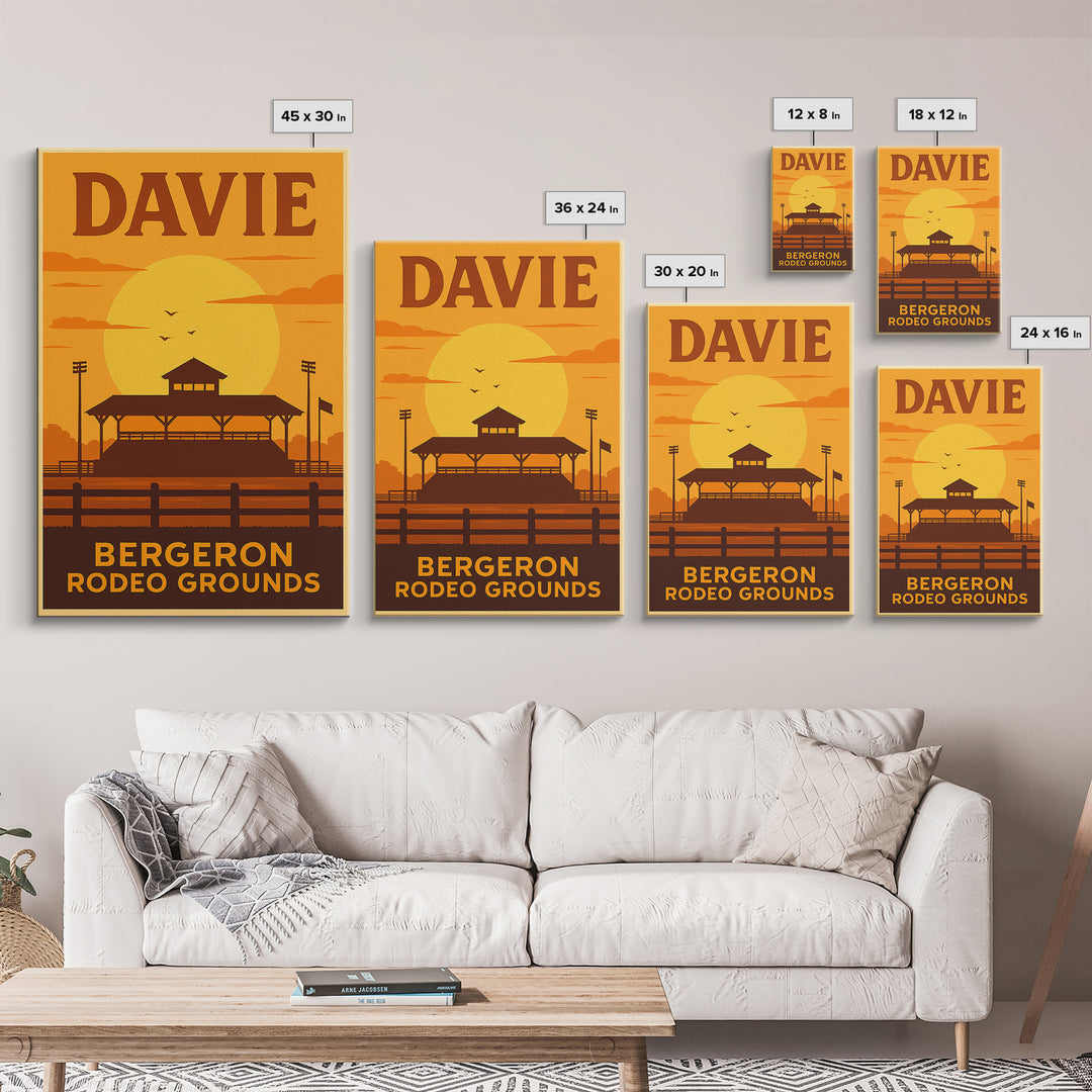 Davie Florida Travel Poster, Canvas Print, Vintage Deco Wall Art, Davie Travel Art, Mid Century Wall Art, Vintage City Poster, Poster Art