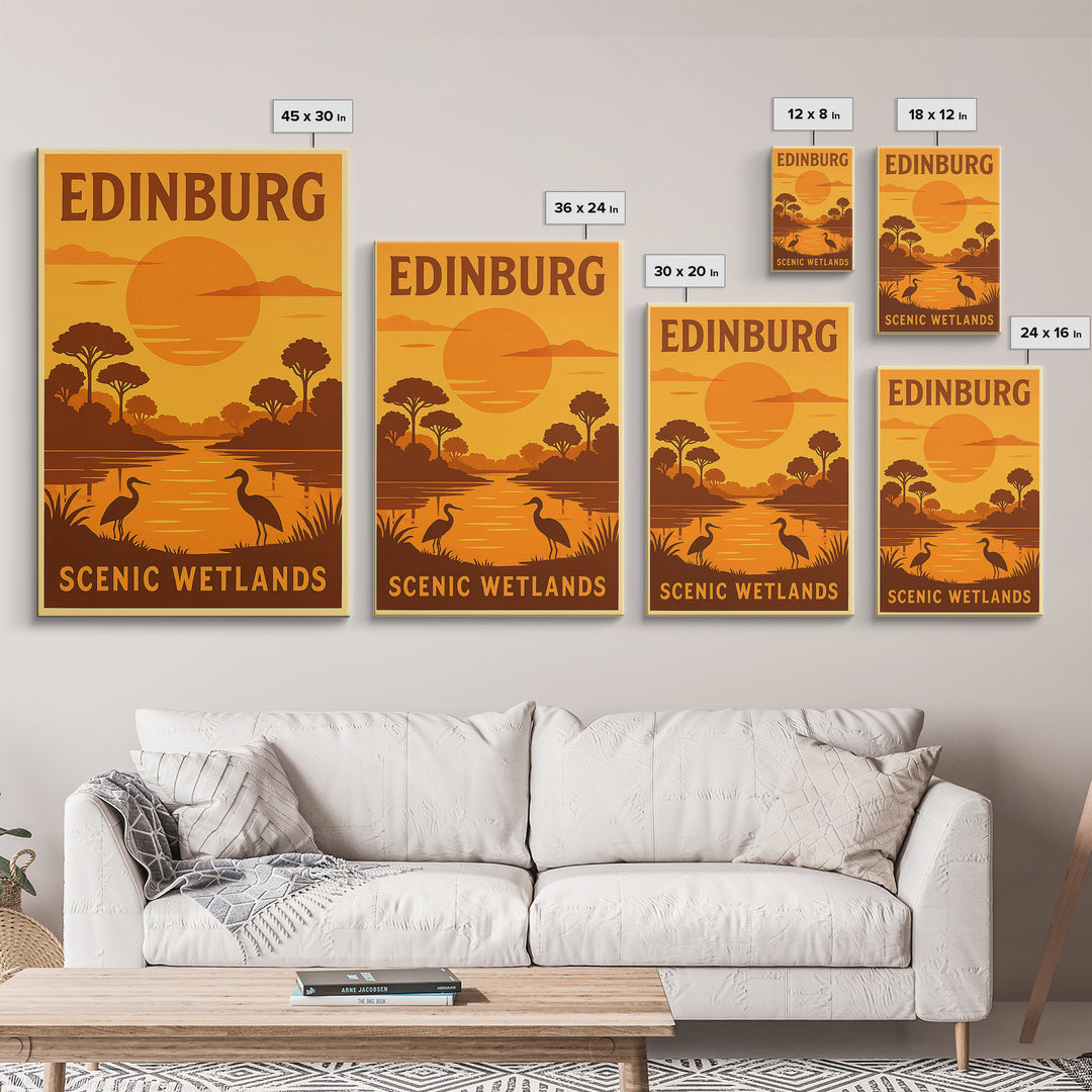 Edinburg Texas Travel Poster, Framed Canvas Print, Vintage Deco Wall Art, Edinburg Wall Art, Mid Century Wall Art, Gift For Travelers