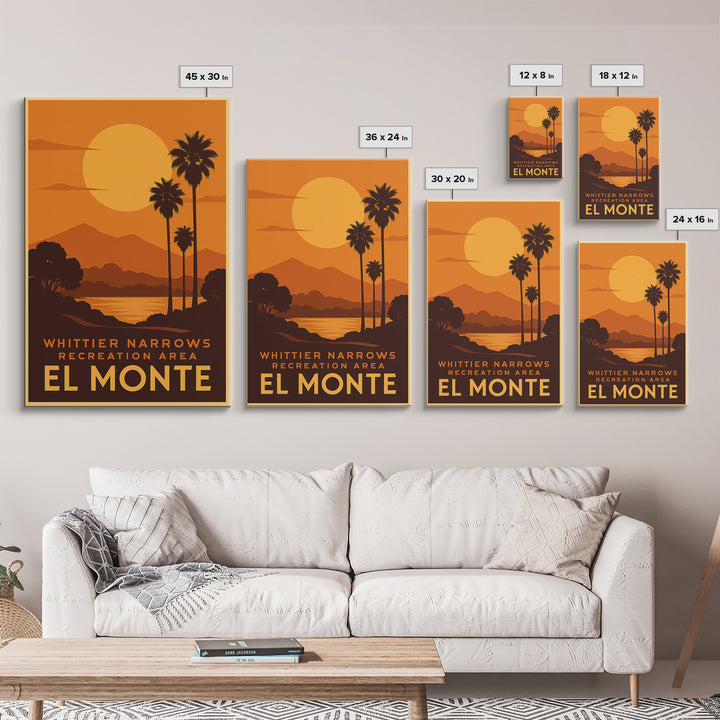 El Monte Travel Poster, Canvas Print, Gold Art Deco Poster Art, El Monte Travel Art, Modern Wall Decor, City Travel Prints, City Art Print