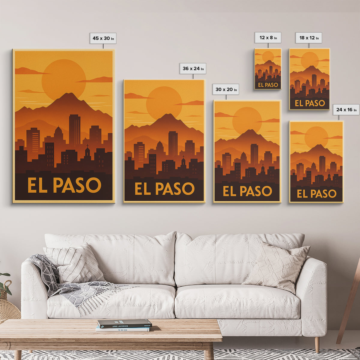 El Paso Travel Poster, Canvas Print, Golden Travel Poster Art, El Paso City Art, Retro Travel Print, Vintage City Art, City Illustration