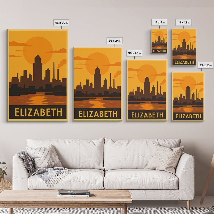 Elizabeth Travel Poster, Canvas Print, Vintage Deco Wall Art, Elizabeth Art Print, Travel Poster Set, City Art Print, Travel Poster Art