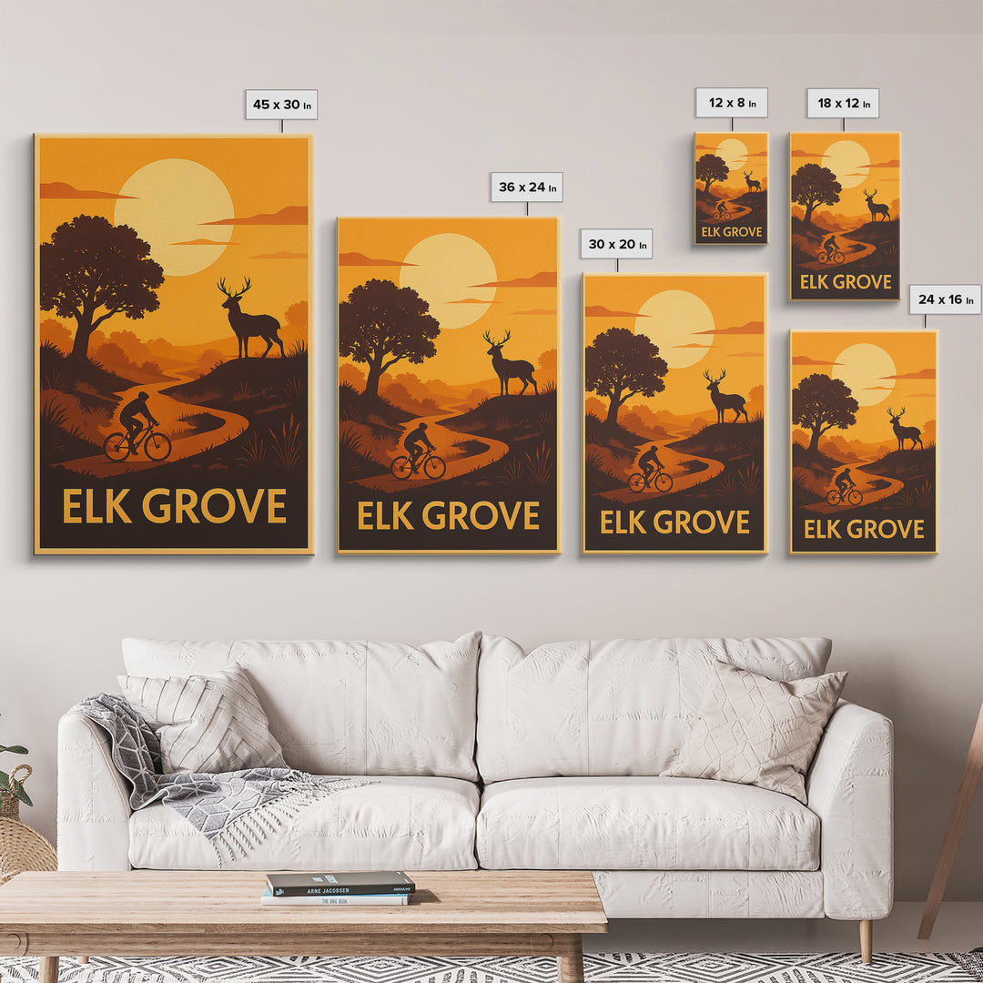 Elk Grove Travel Poster, Framed Canvas Print, Golden Travel Poster Art, Elk Grove Wall Art, Travel Poster Art, Travel Wall Art