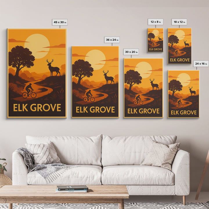 Elk Grove Travel Poster, Framed Canvas Print, Golden Travel Poster Art, Elk Grove Wall Art, Travel Poster Art, Travel Wall Art