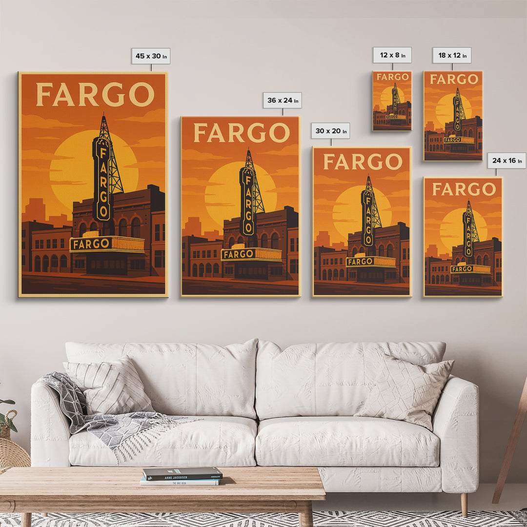 Fargo North Dakota Travel Poster, Canvas Print, Golden Travel Poster Art, Fargo Art Print, Travel Poster Set, Wall Art, Home Office Decor