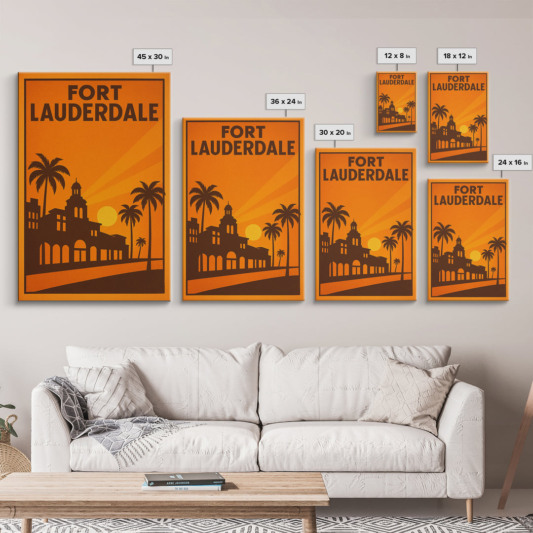 Fort Lauderdale Florida Travel Poster, Canvas Print, Golden Travel Poster Art, Fort Lauderdale Art Print, Travel Poster Set, City Art Print