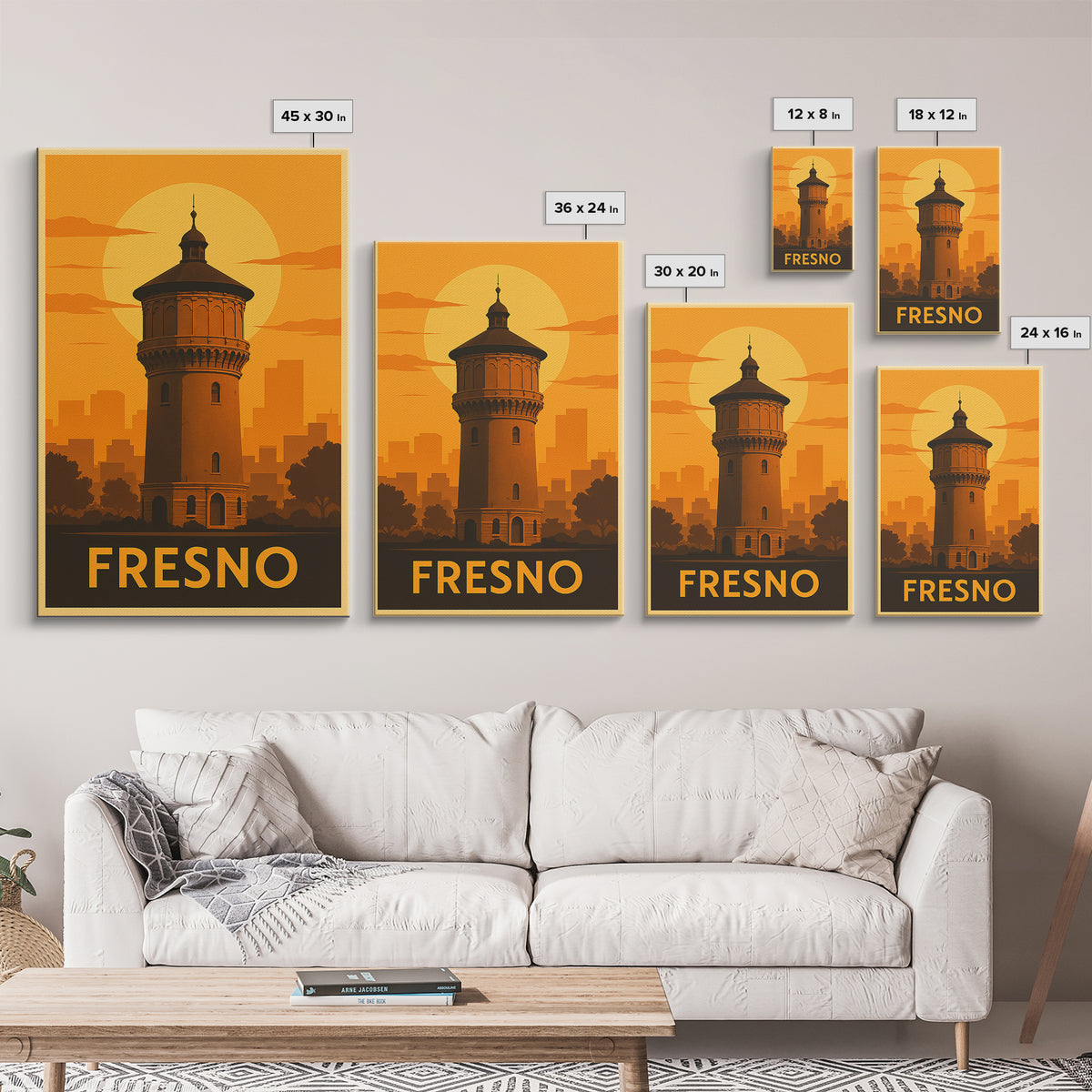 Fresno Travel Poster, Canvas Print, Vintage Deco Wall Art, Fresno City Art, Vintage Travel Print, Vintage Travel Art, Travel Art Print