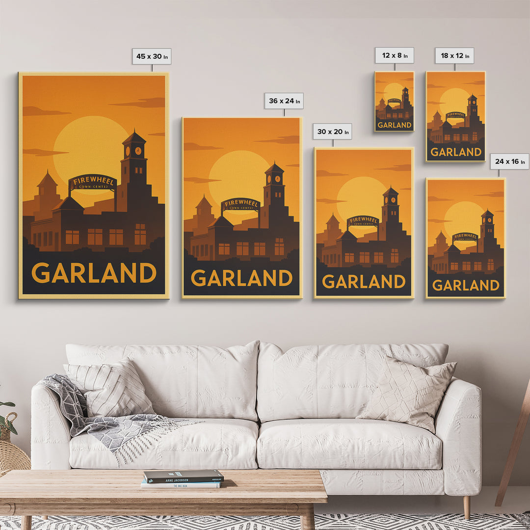 Garland Travel Poster, Canvas Print, Gold Art Deco Poster Art, Garland Travel Art, Vintage Travel Print, City Travel Prints, Poster Print
