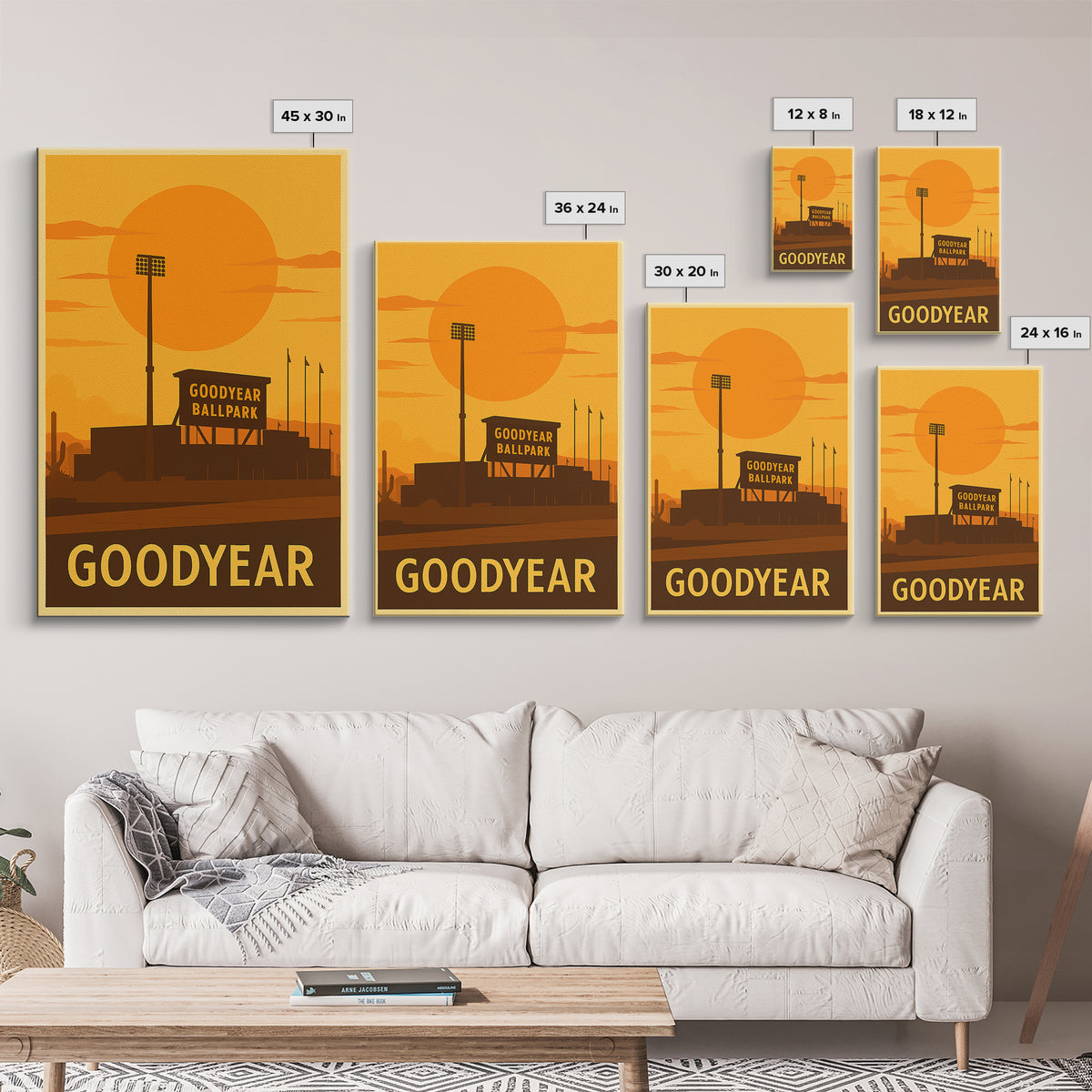 Goodyear Travel Poster, Canvas Print, Golden Travel Poster Art, Goodyear City Art, Travel Poster Art, Retro Travel Print, Home Office Decor