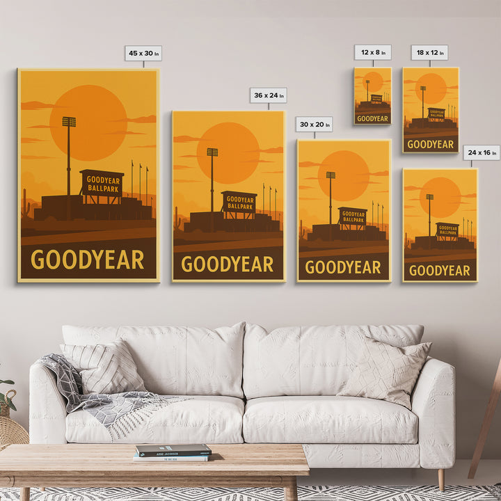 Goodyear Travel Poster, Canvas Print, Golden Travel Poster Art, Goodyear City Art, Travel Poster Art, Retro Travel Print, Home Office Decor