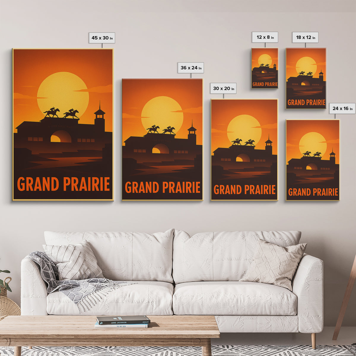 Grand Prairie Travel Poster, Canvas Print, Gold Art Deco Poster Art, Grand Prairie Wall Art, Mid Century Wall Art, Travel Art Print