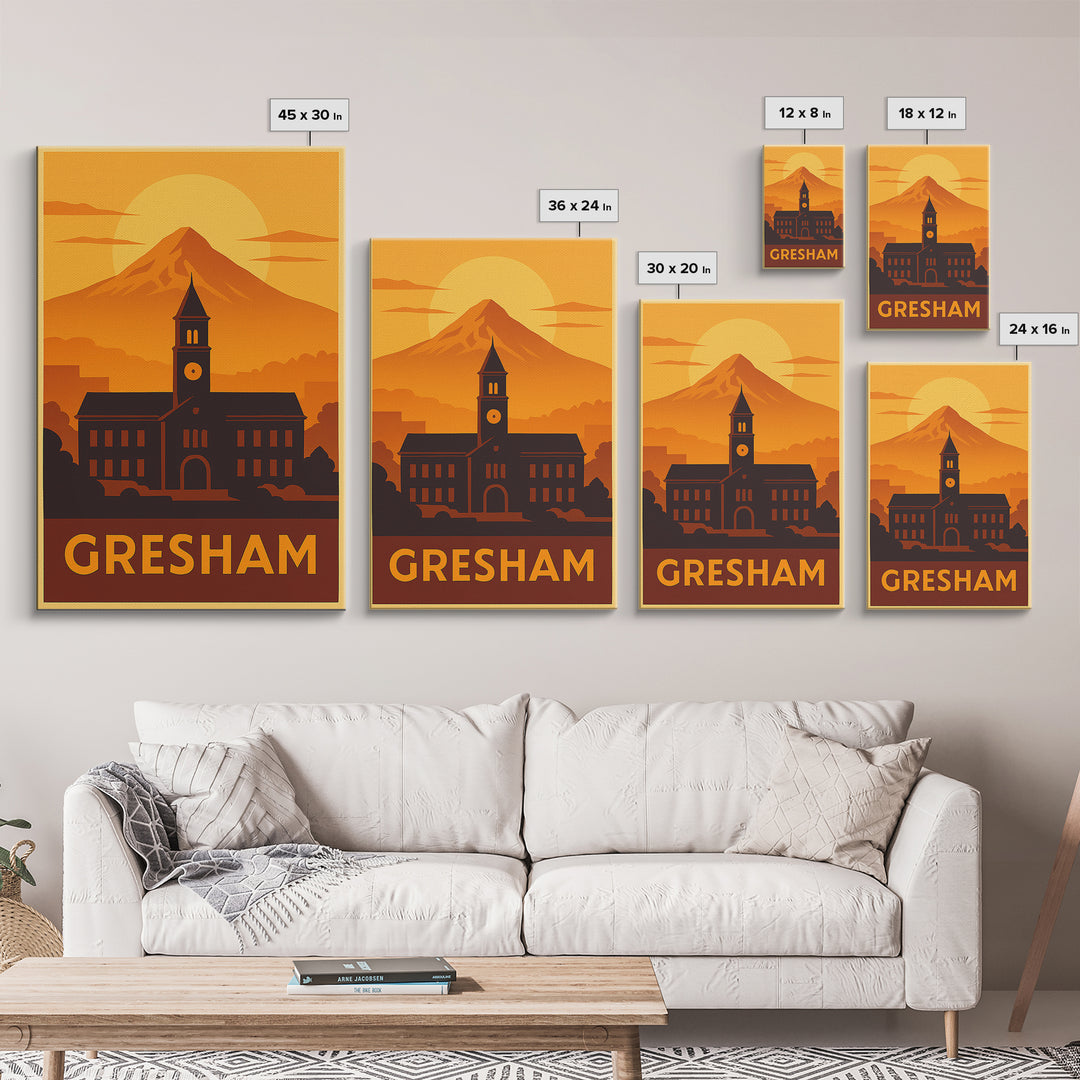 Gresham Travel Poster, Canvas Print, Vintage Deco Wall Art, Gresham Poster Print, City Travel Prints, Vintage City Poster, Travel Wall Art