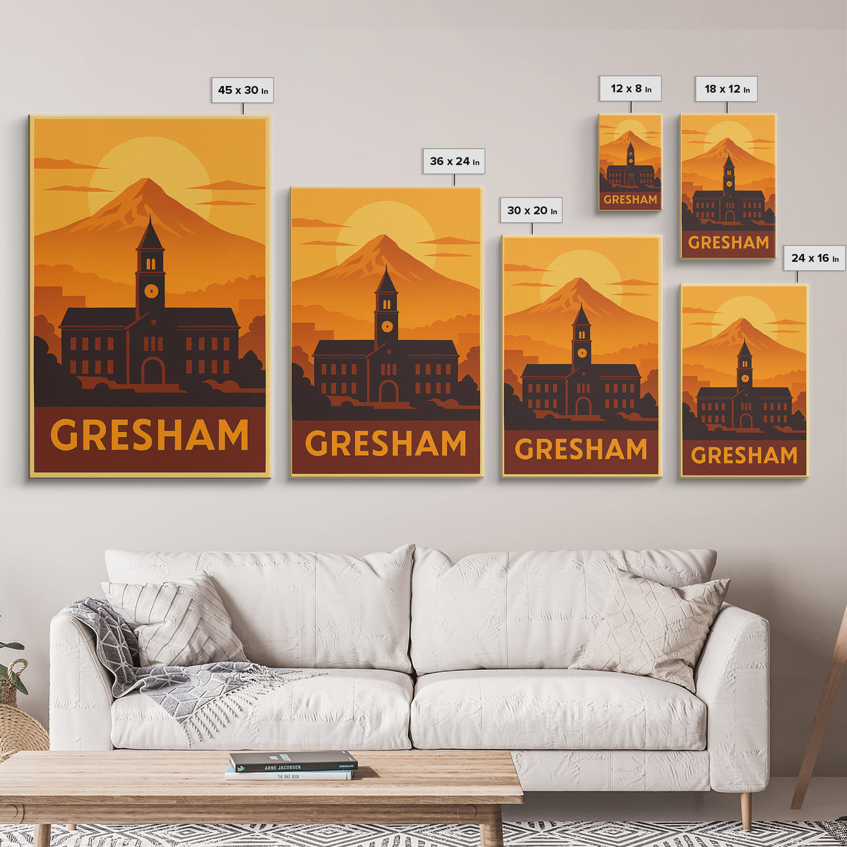 Gresham Travel Poster, Canvas Print, Vintage Deco Wall Art, Gresham Poster Print, City Travel Prints, Vintage City Poster, Travel Wall Art