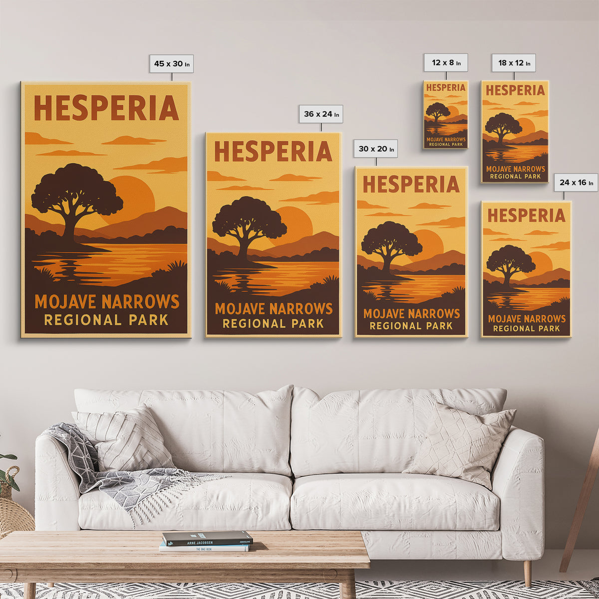 Hesperia California Travel Poster, Framed Canvas Print, Gold Art Deco Poster Art, Hesperia Travel Art, Travel Poster Set, Travel Art Print