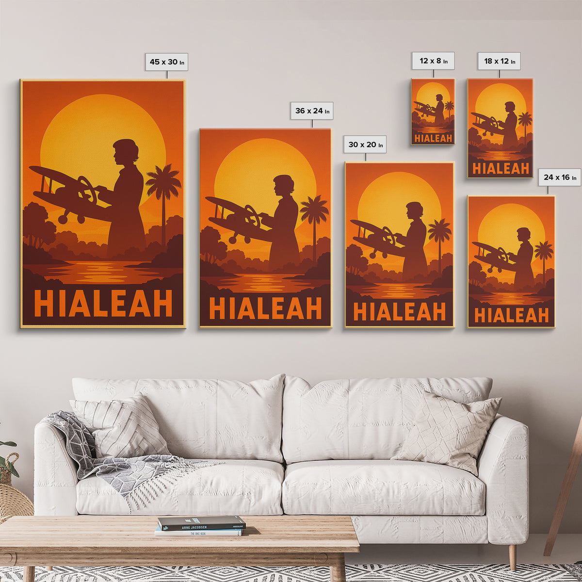 Hialeah Travel Poster, Canvas Print, Golden Travel Poster Art, Hialeah Poster Print, Vintage City Art, Vintage City Poster, Retro Poster