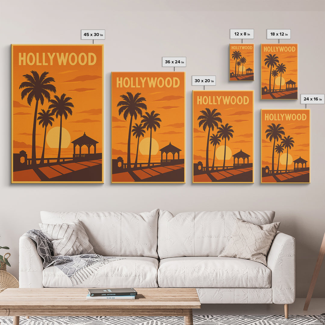 Hollywood Florida Travel Poster, Canvas Print, Gold Art Deco Poster Art, Hollywood Poster Print, Retro Travel Print, Vintage Travel Print