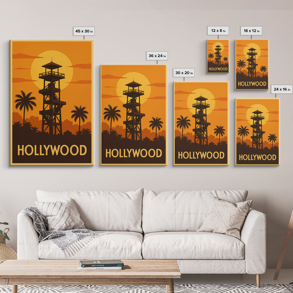 Hollywood Travel Poster, Canvas Print, Vintage Deco Wall Art, Hollywood Poster Print, Fine Art Print, Vintage City Poster, Travel Wall Art