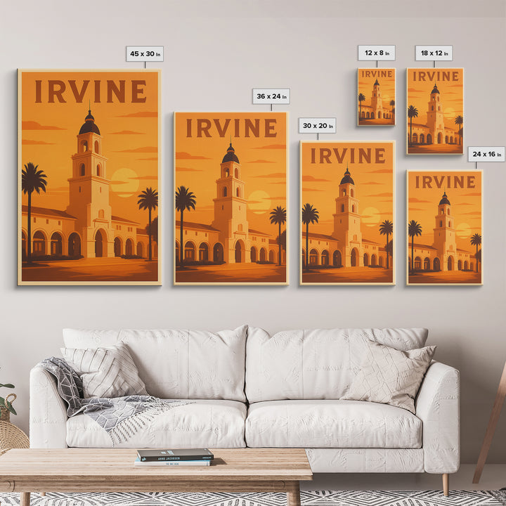 Irvine California Travel Poster, Canvas Print, Golden Poster Art, Irvine Art Print, Vintage City Art, City Art Print, Travel Art Print
