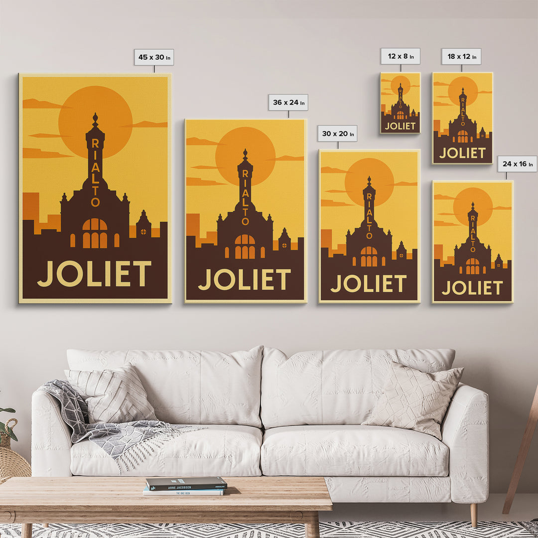Joliet Travel Poster, Canvas Print, Vintage Deco Wall Art, Joliet Wall Art, Vintage City Poster, Travel Poster Art, Travel Poster Set